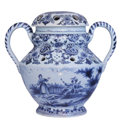 A round blue and white Delftware tulipiere from the 19th century - 4737991