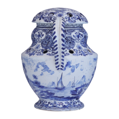 A round blue and white Delftware tulipiere from the 19th century - 4737461