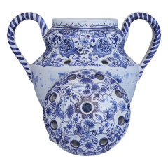 A round blue and white Delftware tulipiere from the 19th century - 4737463