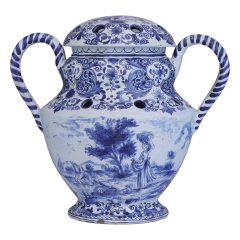 A round blue and white Delftware tulipiere from the 19th century - 4737464
