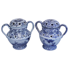 A round blue and white Delftware tulipiere from the 19th century - 4737466
