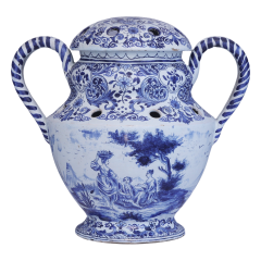 A round blue and white Delftware tulipiere from the 19th century - 4737992