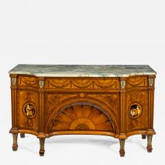 A satinwood Sheraton Revival breakfront marquetry commode - 2650147