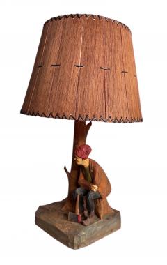 A sculpted Wood Lamp Matching Shade By Paul Caron - 4399881