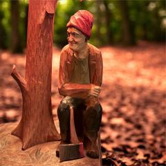 A sculpted Wood Lamp Matching Shade By Paul Caron - 4399882