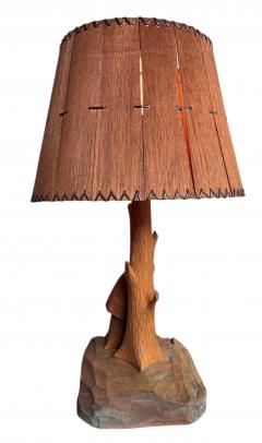 A sculpted Wood Lamp Matching Shade By Paul Caron - 4399887