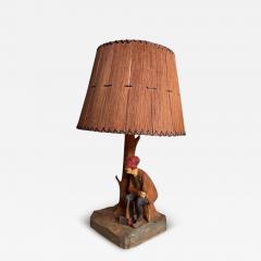 A sculpted Wood Lamp Matching Shade By Paul Caron - 4401776