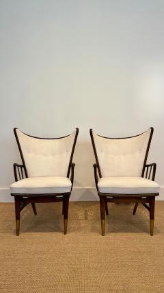 A sculptural pair of Italian wingback lounge chairs circa 1950s  - 4359044