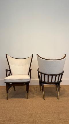 A sculptural pair of Italian wingback lounge chairs circa 1950s  - 4359045