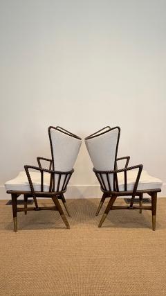 A sculptural pair of Italian wingback lounge chairs circa 1950s  - 4359047