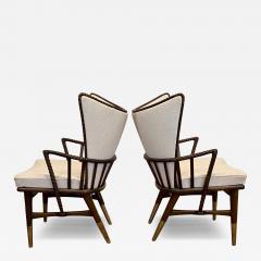 A sculptural pair of Italian wingback lounge chairs circa 1950s  - 4485454