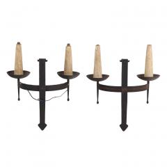 A set of 4 French large Gothic style iron wall sconces C 1950  - 4428354