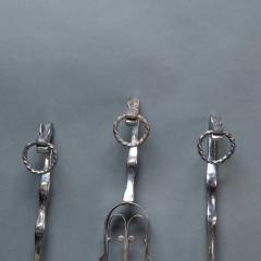 A set of Arts Crafts Cotswold School polished steel hand wrought fire utensils - 4188906