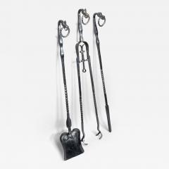 A set of Arts Crafts Cotswold School polished steel hand wrought fire utensils - 4232815
