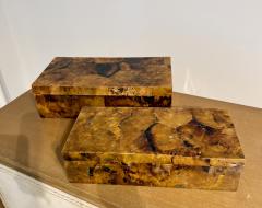 A set of Two Palma Boxes Crafted from brown Crackled Shell  - 4398276