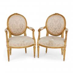 A set of four Louis XVI style giltwood fauteuils - 2694053