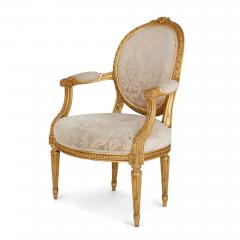 A set of four Louis XVI style giltwood fauteuils - 2694054