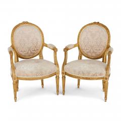 A set of four Louis XVI style giltwood fauteuils - 2694055