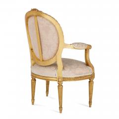 A set of four Louis XVI style giltwood fauteuils - 2694056
