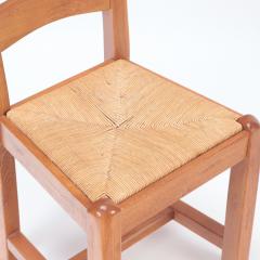 A set of ten French oak ladder back chairs with rush seats C 1960  - 2682414