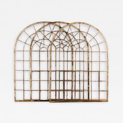 A set of three French arched top wrought iron windows circa 1880 - 1662196