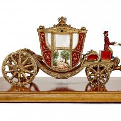A silver gilt and enamel Austro Hungarian horse drawn carriage model - 2696391