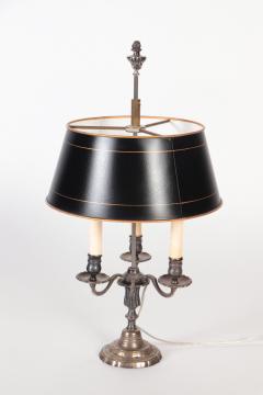 A silver plate Louis XVI style three branch Bouillotte lamp - 2202955