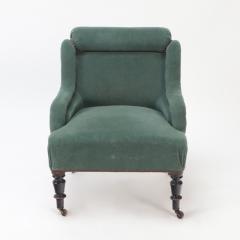 A small French Napoleon III green upholstered armchair late 19th C  - 2534678