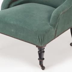 A small French Napoleon III green upholstered armchair late 19th C  - 2534681
