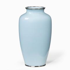 A small light blue cloisonne enamel vase with an egret - 2495030