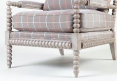 A spool framed chair with upholstered seat back cushion semi attached bolster - 2202980