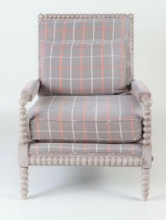 A spool framed chair with upholstered seat back cushion semi attached bolster - 2202983