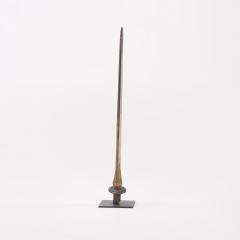 A tall nickel over brass French glove form mold sculpture on an iron stand  - 3468359
