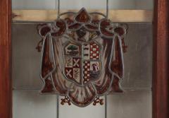 A two panel mahogany window set with leaded glass and frame circa 1920  - 3696014