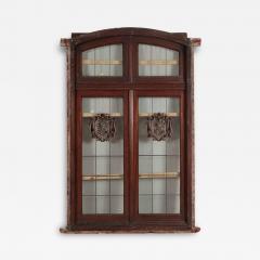 A two panel mahogany window set with leaded glass and frame circa 1920  - 3699214