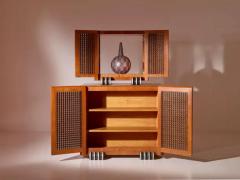 A two part cabinet in rare exotic woods with solid ebony inlays Italy 1990s - 4058713