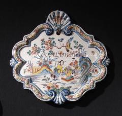 A very decorative original Dutch Delft polychrome Chinoisserie plaque - 3255237