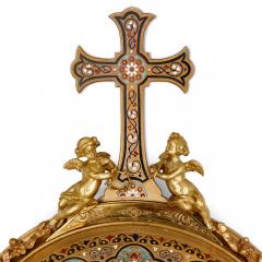 A very fine gilt bronze cloisonn enamel and porcelain holy water stoup - 3037225