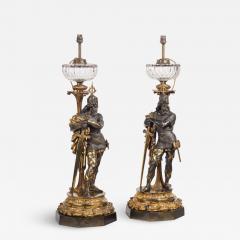 A very fine pair of mid Victorian parcel gilt bronze oil lamps by Hinks - 2119824