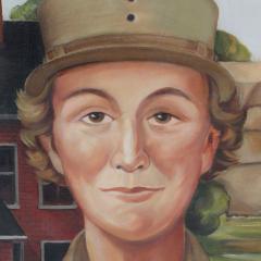A vintage framed womens WAC army painting circa 1950  - 3139906