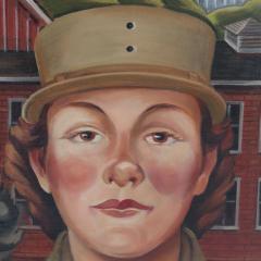 A vintage framed womens WAC army painting circa 1950  - 3139910