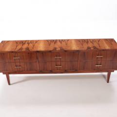 A walnut six drawer dresser circa 1960 with exotic wood grain  - 3499199