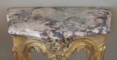A well carved Italian rococo gilt wood wall console table with marble top - 993972