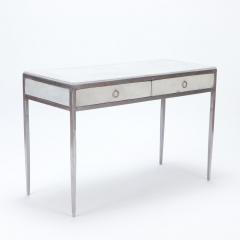 A white leather and polished iron writing desk Contemporary  - 2755669