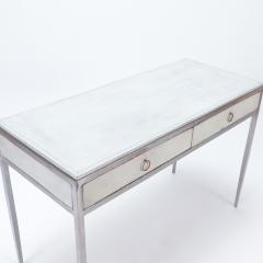 A white leather and polished iron writing desk Contemporary  - 2755672