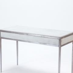 A white leather and polished iron writing desk Contemporary  - 2755673