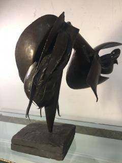 ABSTRACT BRUTALIST SCULPTURE WITH BLACK SLATE BASE - 678839