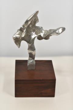 ABSTRACT METAL SCULPTURE on WALNUT BASE - 3116555