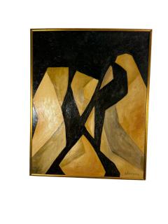 ABSTRACT MODERN PAINTING ON BOARD SIGNED WALTERS - 4649190