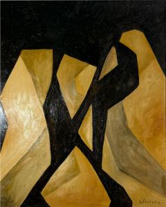 ABSTRACT MODERN PAINTING ON BOARD SIGNED WALTERS - 4689653